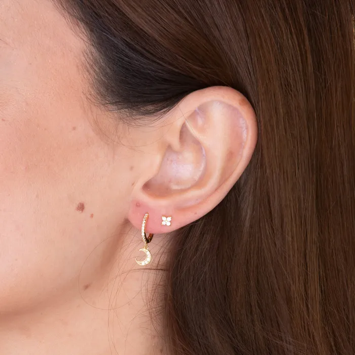 Camile Stone Earrings Moon Sapphire Huggie Earrings