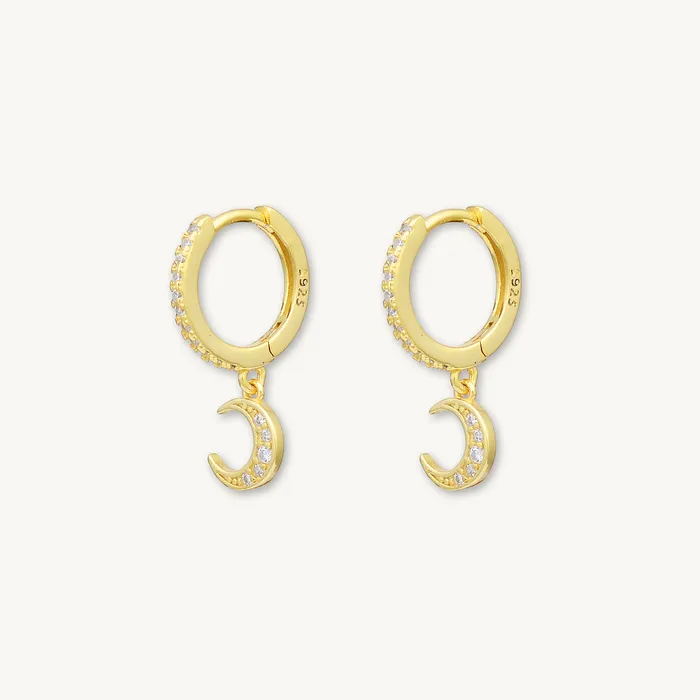 Camile Stone Earrings Moon Sapphire Huggie Earrings