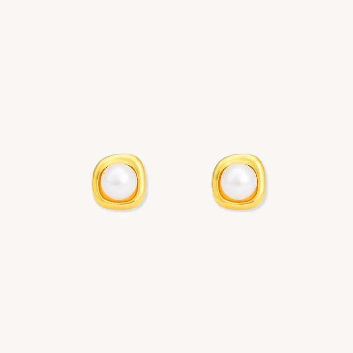 Camile Stone Earrings Pearl Halo Stud Earrings