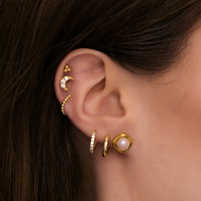 Camile Stone Earrings Pearl Halo Stud Earrings