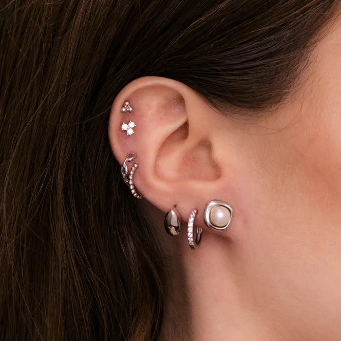 Camile Stone Earrings Pearl Halo Stud Earrings