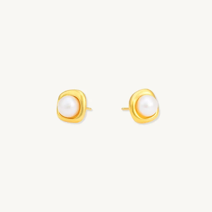 Camile Stone Earrings Pearl Halo Stud Earrings