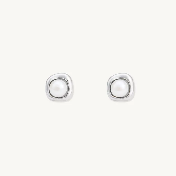 Camile Stone Earrings Pearl Halo Stud Earrings
