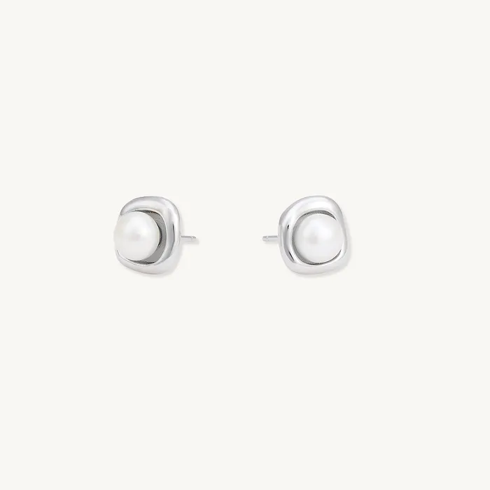 Camile Stone Earrings Pearl Halo Stud Earrings