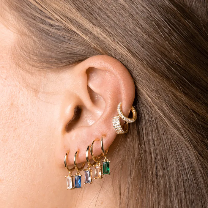 Earrings Camile Stone Black Baguette Hoop Earrings Earrings Camile Stone Black Baguette Hoop Earrings