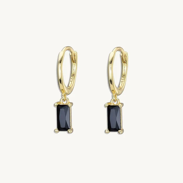 Earrings Camile Stone Black Baguette Hoop Earrings Earrings Camile Stone Black Baguette Hoop Earrings