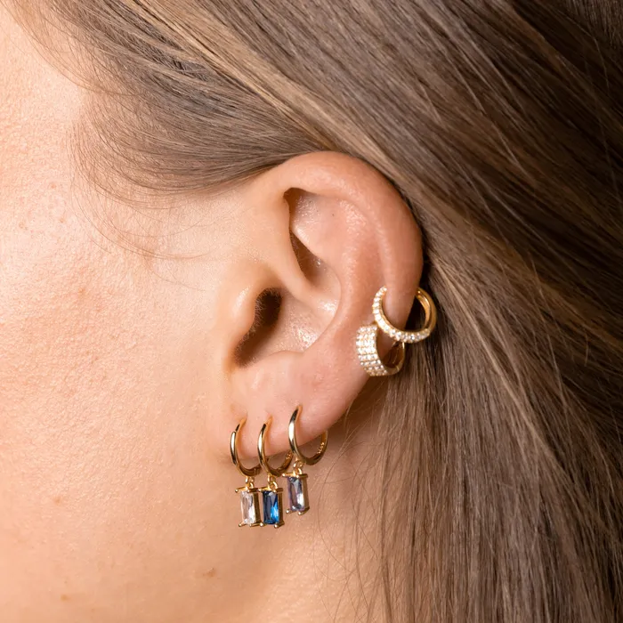 Earrings Camile Stone Black Baguette Hoop Earrings Earrings Camile Stone Black Baguette Hoop Earrings