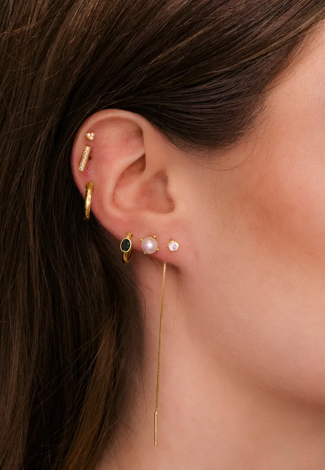 Emerald Oval Sapphire Huggie Earrings Camile Stone Earrings