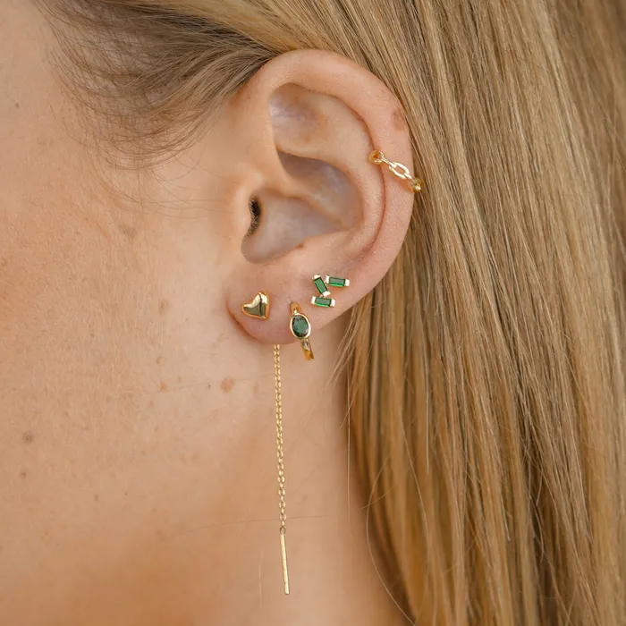 Emerald Oval Sapphire Huggie Earrings Camile Stone Earrings
