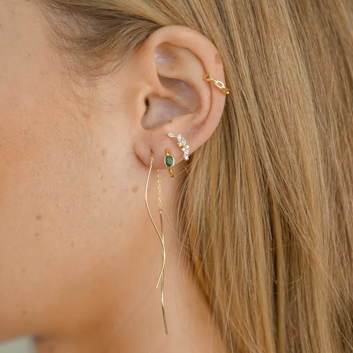 Emerald Oval Sapphire Huggie Earrings Camile Stone Earrings