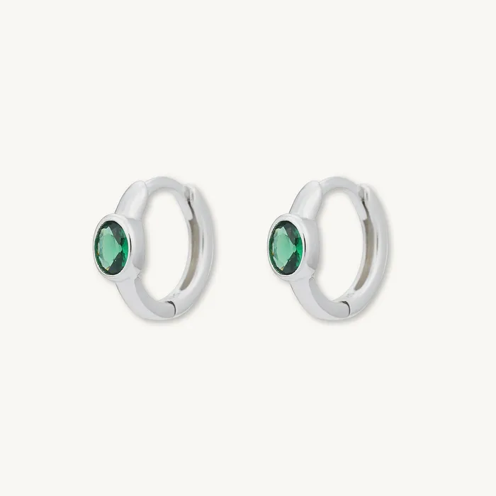 Emerald Oval Sapphire Huggie Earrings Camile Stone Earrings