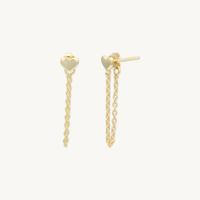 Heart Dangle Chain Earrings Camile Stone Earrings