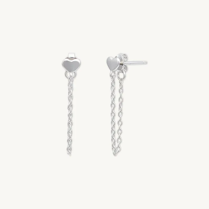 Heart Dangle Chain Earrings Camile Stone Earrings