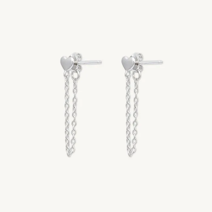 Heart Dangle Chain Earrings Camile Stone Earrings