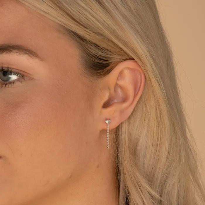 Heart Dangle Chain Earrings Camile Stone Earrings