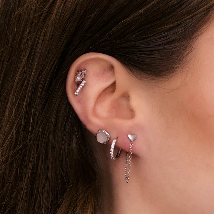 Heart Dangle Chain Earrings Camile Stone Earrings