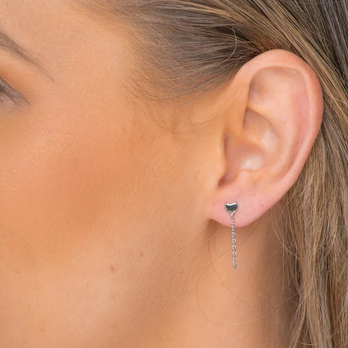 Heart Dangle Chain Earrings Camile Stone Earrings