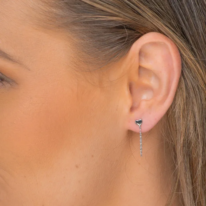 Heart Dangle Chain Earrings Camile Stone Earrings
