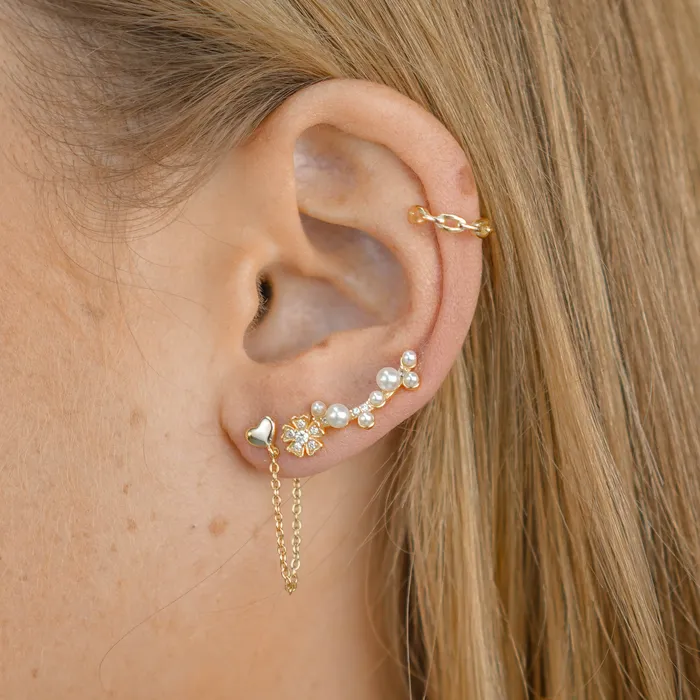 Heart Dangle Chain Earrings Camile Stone Earrings