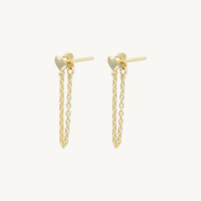 Heart Dangle Chain Earrings Camile Stone Earrings