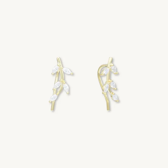 Leaf Sapphire Climber Earrings Camile Stone Earrings