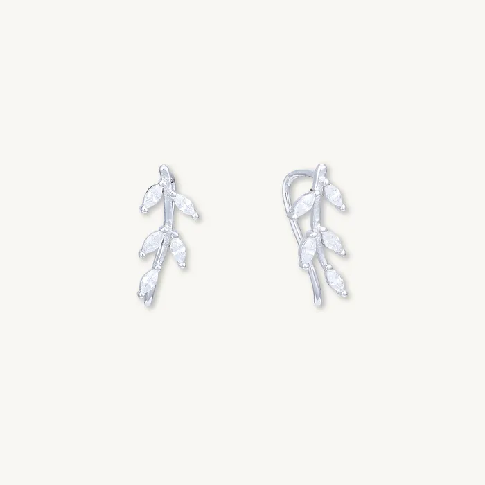 Leaf Sapphire Climber Earrings Camile Stone Earrings Leaf Sapphire Climber Earrings Camile Stone Earrings
