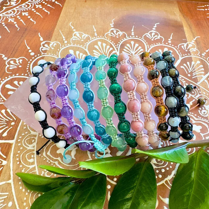 Lily Rose Jewelry Bracelets NEW Labradorite New Moon Inner Light Meditation Protection Against Negativity Woven Inner Strength Collection Nylon Braided Adjustable 6mm Bead Bracelet