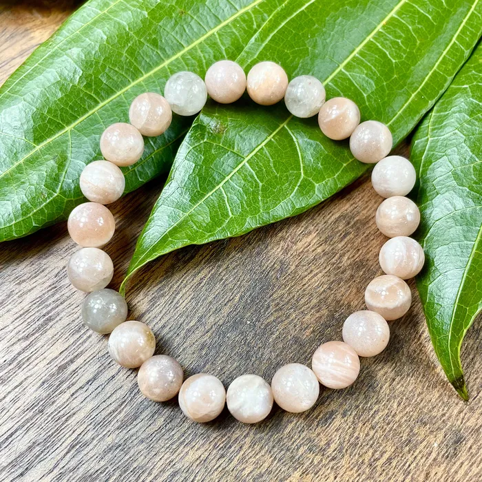 Lily Rose Jewelry Bracelets Peach Moonstone Heart Opening Activation Premium Collection 8mm Stretch Bracelet