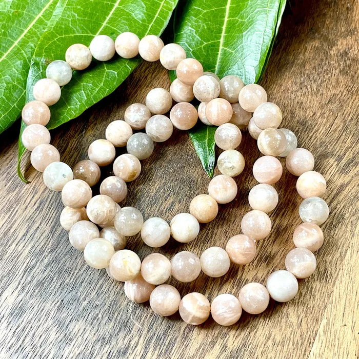 Lily Rose Jewelry Bracelets Peach Moonstone Heart Opening Activation Premium Collection 8mm Stretch Bracelet