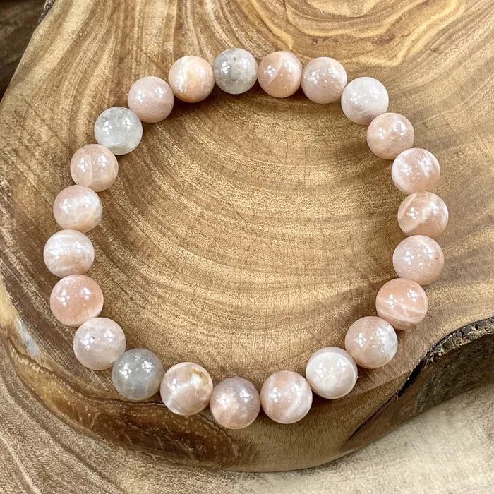 Lily Rose Jewelry Bracelets Peach Moonstone Heart Opening Activation Premium Collection 8mm Stretch Bracelet