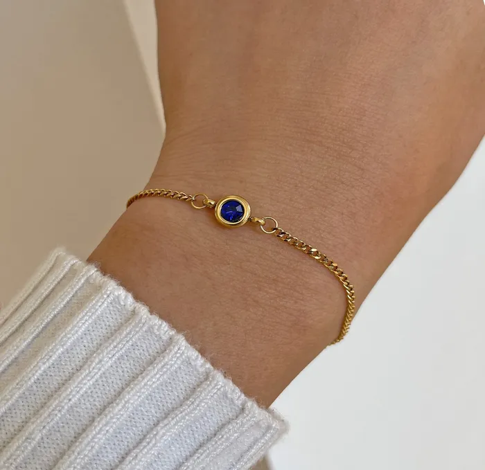 Mai Dsire Bracelets DELILAH GOLD DAINTY SAPPHIRE BIRTHSTONE BRACELET SEPTEMBER