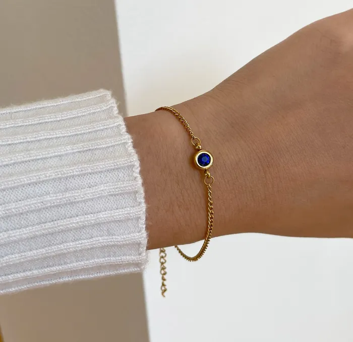 Mai Dsire Bracelets DELILAH GOLD DAINTY SAPPHIRE BIRTHSTONE BRACELET SEPTEMBER