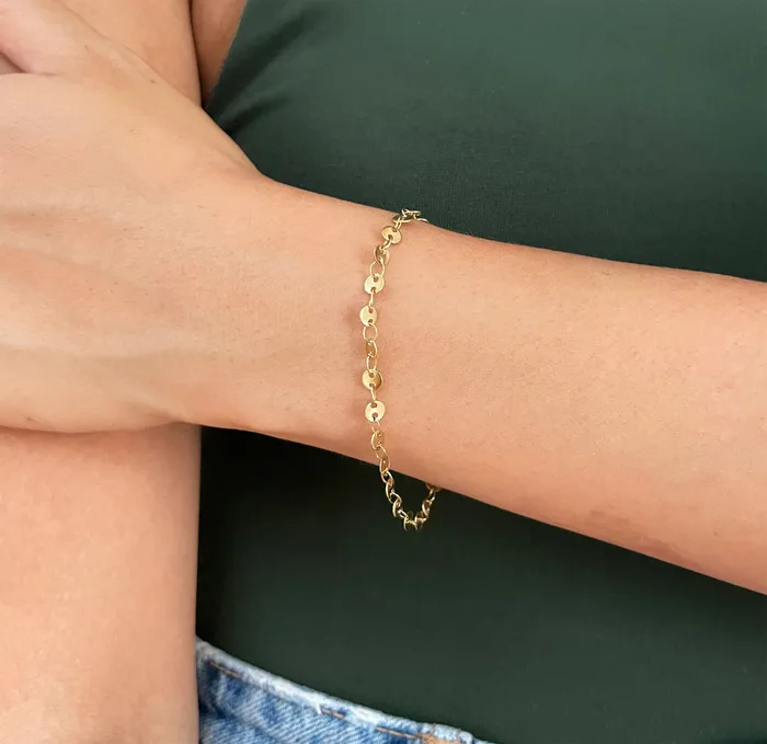 MICHELLE GOLD DISC CHAIN BRACELET Mai Dsire Bracelets