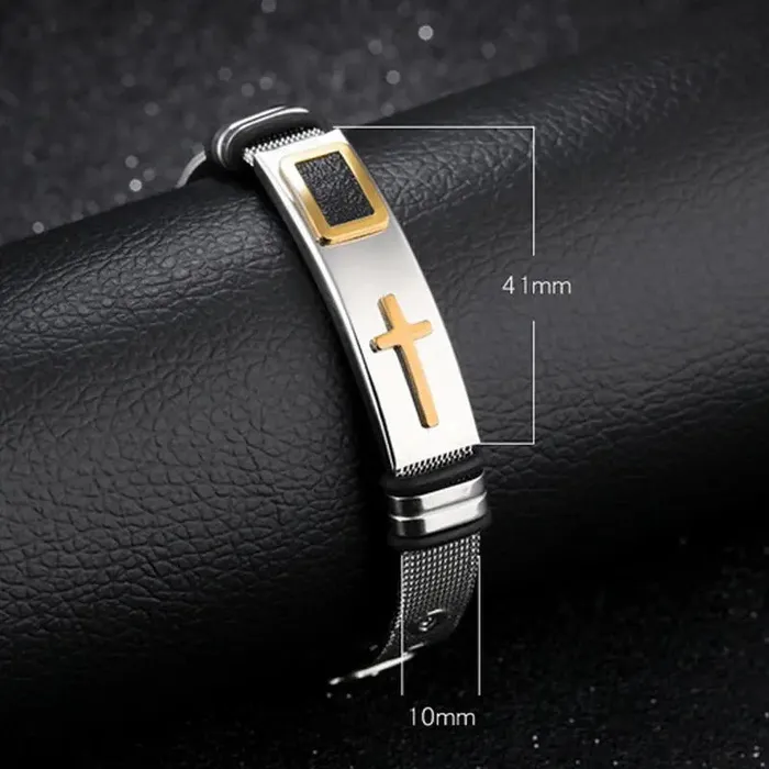 SWEET T 52 Bracelets Genuine Leather or Stainless Steel Charm BraceletBangle for Men and Boys With Stainless Steel Accents