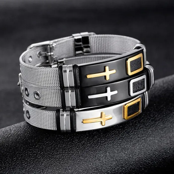 SWEET T 52 Bracelets Genuine Leather or Stainless Steel Charm BraceletBangle for Men and Boys With Stainless Steel Accents