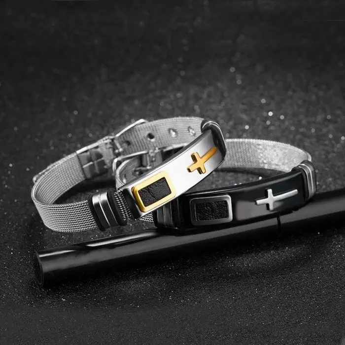 SWEET T 52 Bracelets Genuine Leather or Stainless Steel Charm BraceletBangle for Men and Boys With Stainless Steel Accents