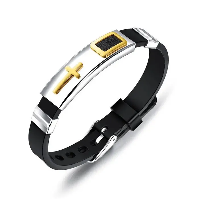SWEET T 52 Bracelets Genuine Leather or Stainless Steel Charm BraceletBangle for Men and Boys With Stainless Steel Accents