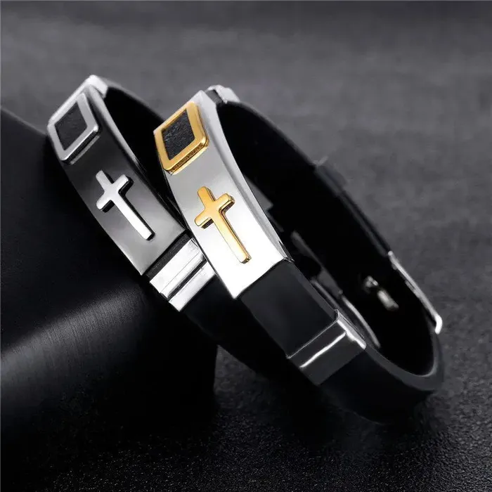 SWEET T 52 Bracelets Genuine Leather or Stainless Steel Charm BraceletBangle for Men and Boys With Stainless Steel Accents