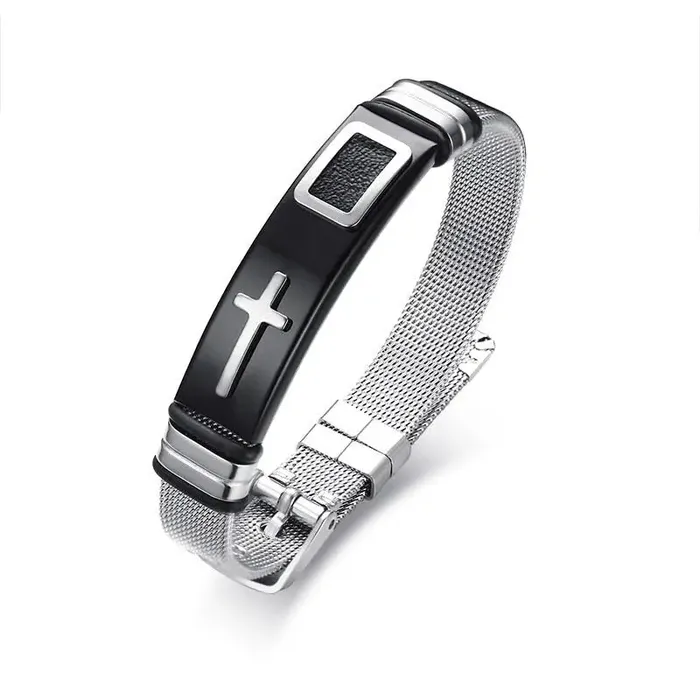 SWEET T 52 Bracelets Genuine Leather or Stainless Steel Charm BraceletBangle for Men and Boys With Stainless Steel Accents
