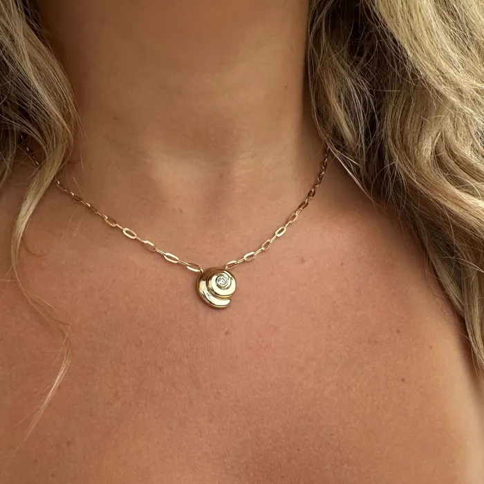 14K Gold Diamond Nautilus Shell Paper Clip Link Necklace Izakov Diamonds Fine Jewelry Necklaces