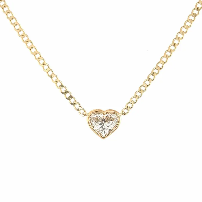 14K Gold Floating Bezel Heart Shaped Diamond Necklace Izakov Diamonds Fine Jewelry Necklaces