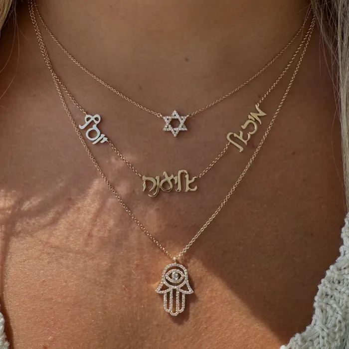 14K Gold Pave Diamond Evil Eye Hamsa Necklace Izakov Diamonds Fine Jewelry Necklaces