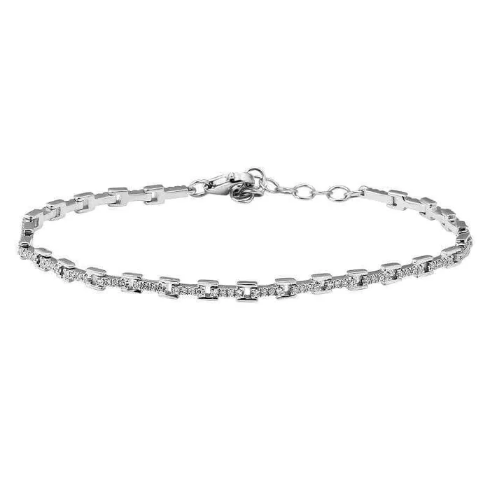 14K Gold Square Links Diamond Bracelet Izakov Diamonds Fine Jewelry Bracelets
