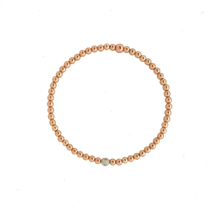 14k Rose Gold beaded Bracelet with diamond accent Vivien Frank Designs Bracelets 14k Rose Gold beaded Bracelet with diamond accent Vivien Frank Designs Bracelets
