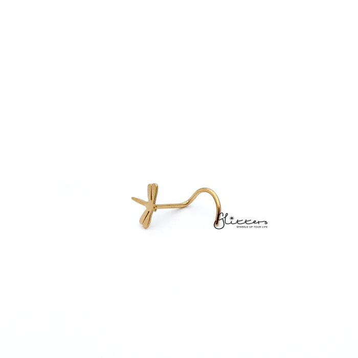 20 Gauge Surgical Steel Dragonfly Nose ScrewSilver Gold Glitters Earrings