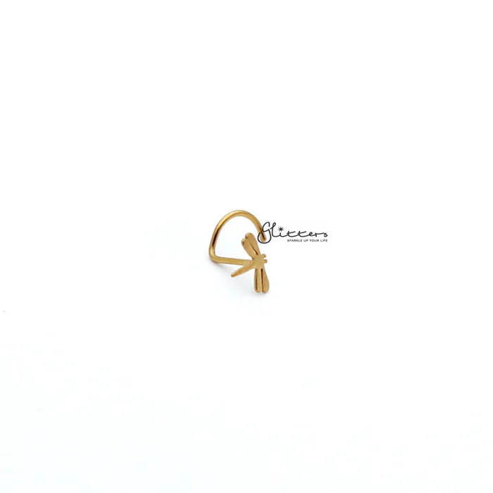 20 Gauge Surgical Steel Dragonfly Nose ScrewSilver Gold Glitters Earrings