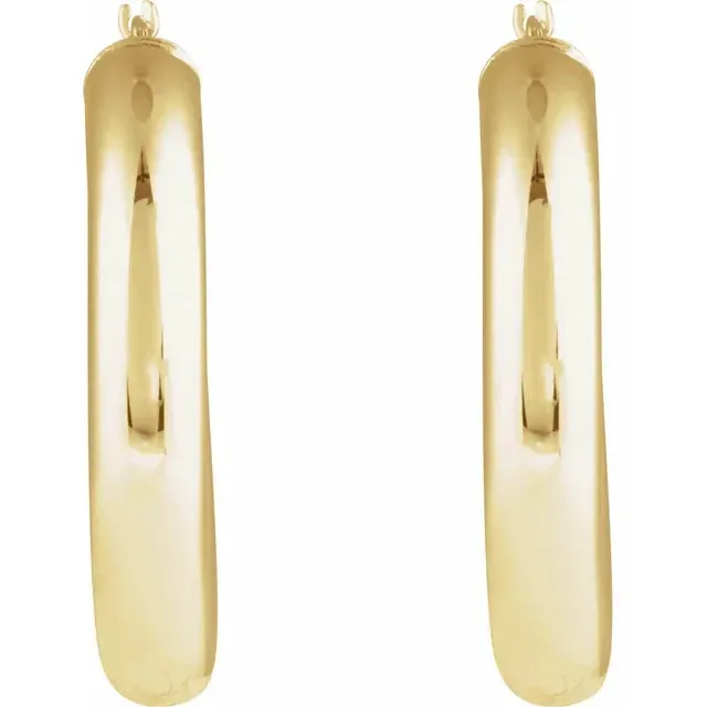 302 Fine Jewelry Earrings Round Tube Hollow Hoop 30 MM Earrings 14K Yellow Gold