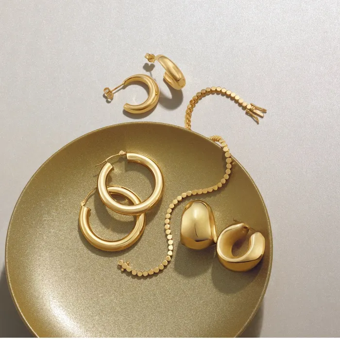 302 Fine Jewelry Earrings Round Tube Hollow Hoop 30 MM Earrings 14K Yellow Gold