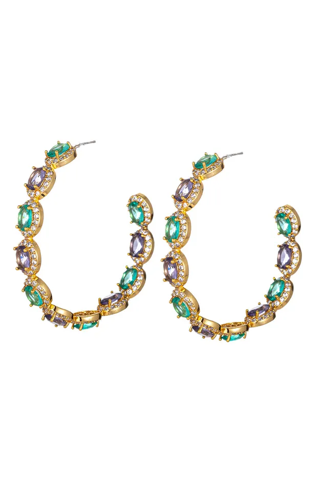 Beatrice Loop Rainbow CZ Earrings Eye Candy LA Earrings