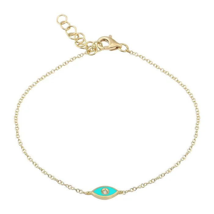 Bracelets 14K Gold Black Enamel Diamond Evil Eye Bracelet Izakov Diamonds Fine Jewelry